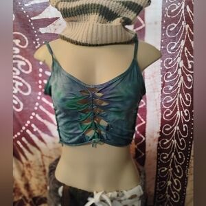 Stylish Green Tie-Dye Braided Women's Top (Made By Me)